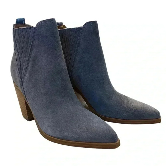 Marc Fisher Dark Grey Gardi Suede Cowboy Boot Booties Size 9.5 - Picture 1 of 11